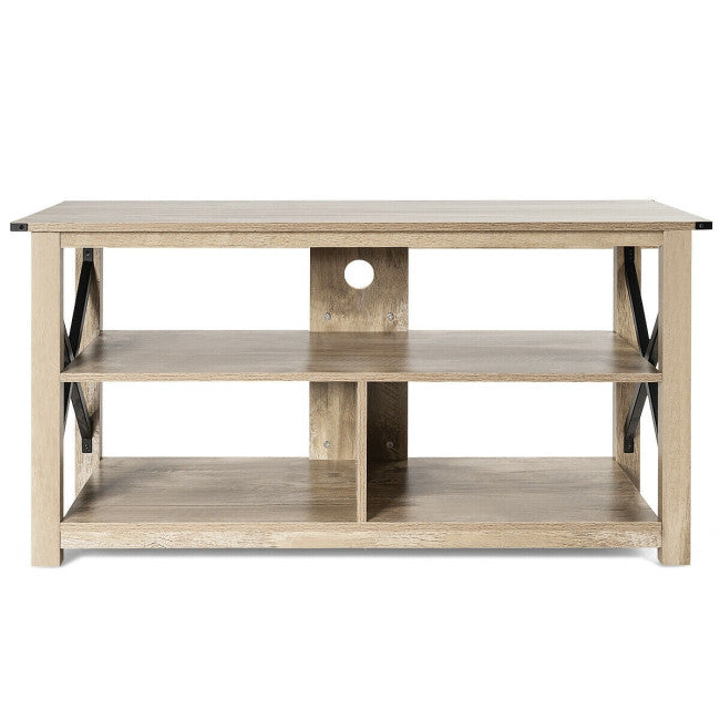 Modern Farmhouse TV Stand Entertainment Center for TV's up to 55-Inch with Open Shelves