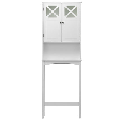 2-door Over The Toilet Bathroom Storage Cabinet with Adjustable Shelf