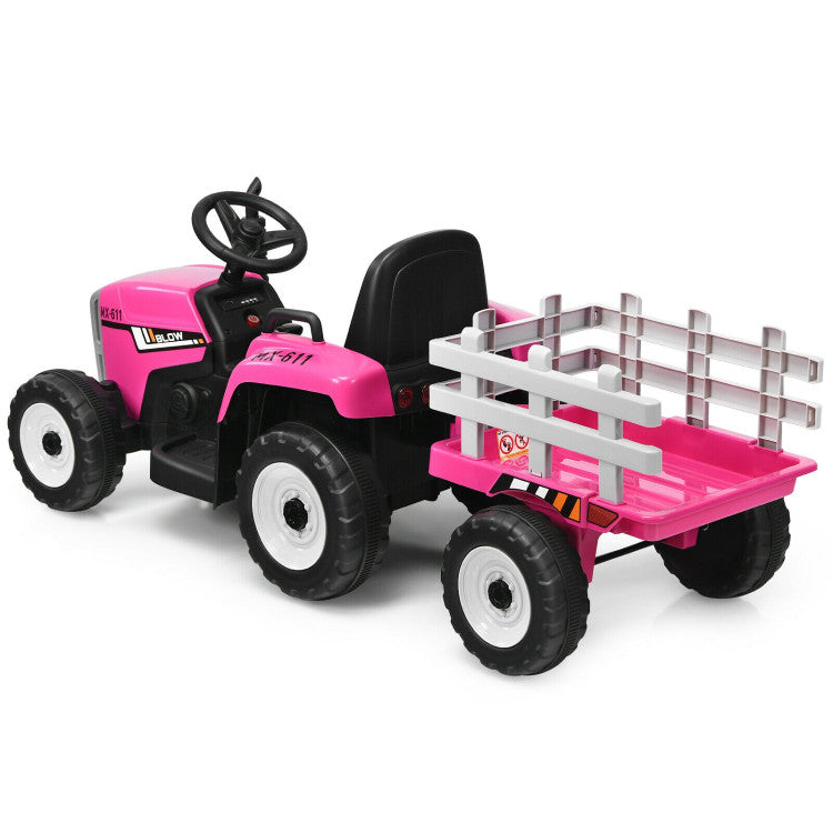 12V Ride-on Tractor with 3-Gear-Shift Ground Loader for Kids 3+ Years Old