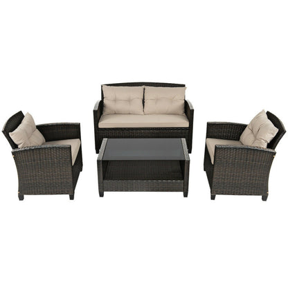 4-Piece Outdoor Rattan Furniture Set