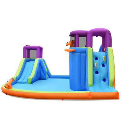 6-in-1 Inflatable Dual Water Slide Bounce House Without Blower