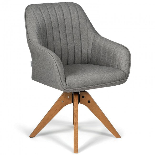 Fabric Swivel Accent Chair with Beech Wood Legs