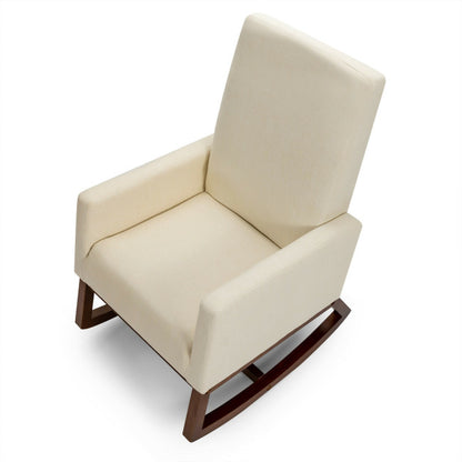 Rocking High Back Upholstered Lounge Armchair with Side Pocket