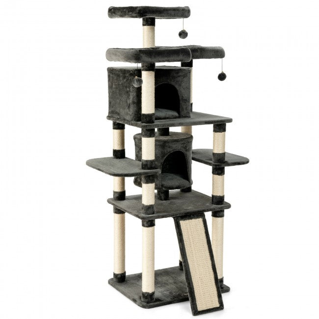 67 Inch Multi-Level Cat Tree with Cozy Perches Kittens Play House