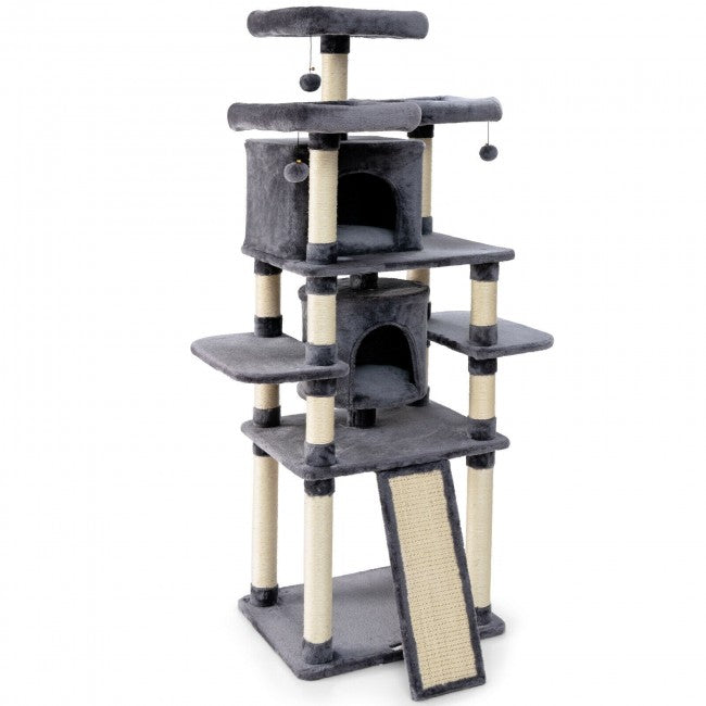 67 Inch Multi-Level Cat Tree with Cozy Perches Kittens Play House