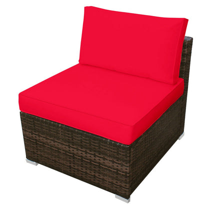 5 Pieces Patio Rattan Furniture Set with Cushioned Armless Sofa