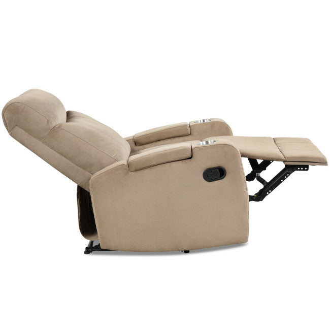 Recliner Chair Single Sofa Lounger with Arm Storage and Cup Holder for Living Room