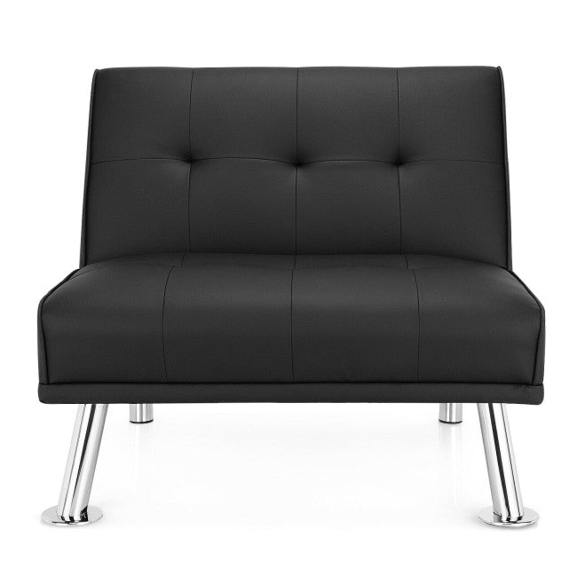 Single Sofa Lounge Chair with Metal Legs and Adjustable Backrest