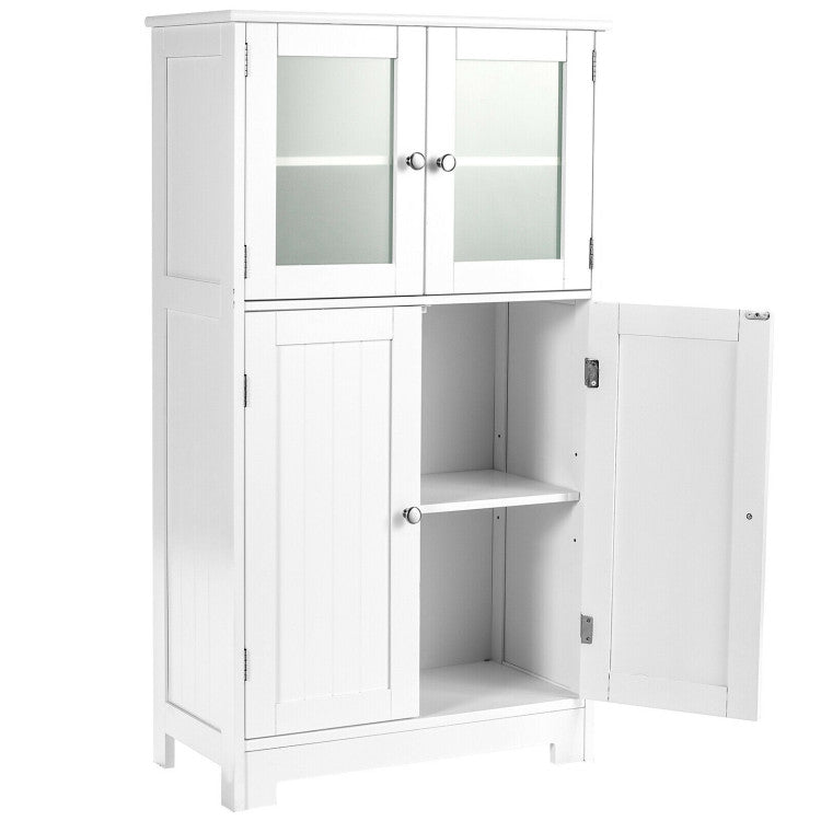 Bathroom Floor Storage Locker Kitchen Cabinet with Doors and Adjustable Shelf