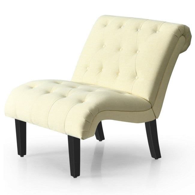 Upholstered Tufted Lounge Chair with Wood Leg