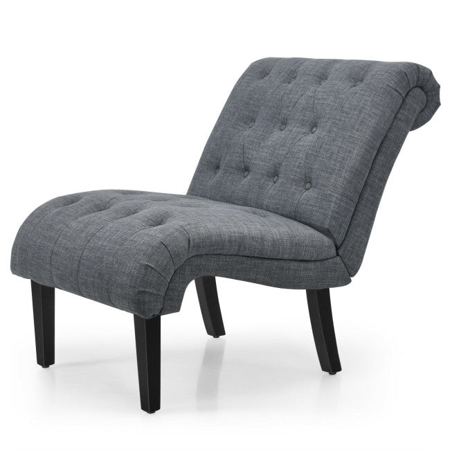 Upholstered Tufted Lounge Chair with Wood Leg