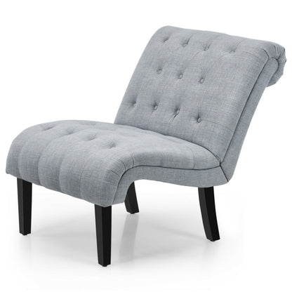 Upholstered Tufted Lounge Chair with Wood Leg