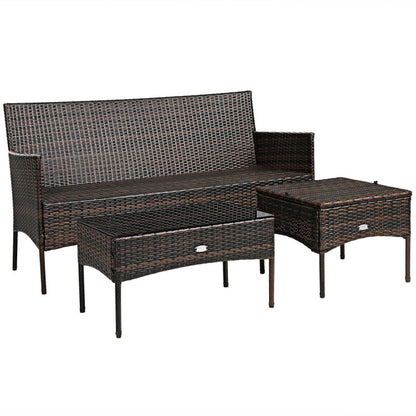 3-Piece Patio Furniture Sectional Set with 5 Cozy Seats and Back Cushions