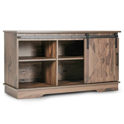 Sliding Barn Door TV Stand with Adjustable Shelf Cabinet