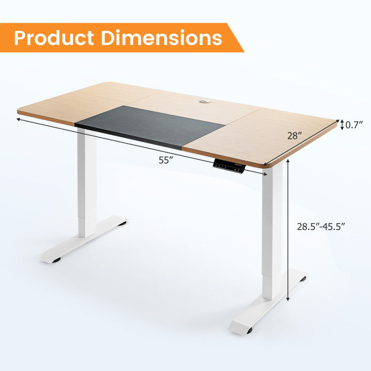 55 x 28-inch Electric Standing Desk Sit-Stand Height Adjustable Splice Board