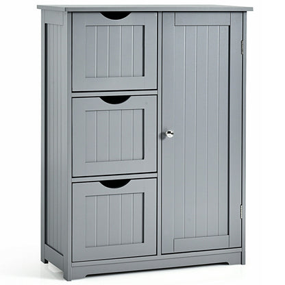 Bathroom Floor Cabinet Side Storage Cabinet with 3 Drawers and 1 Cupboard