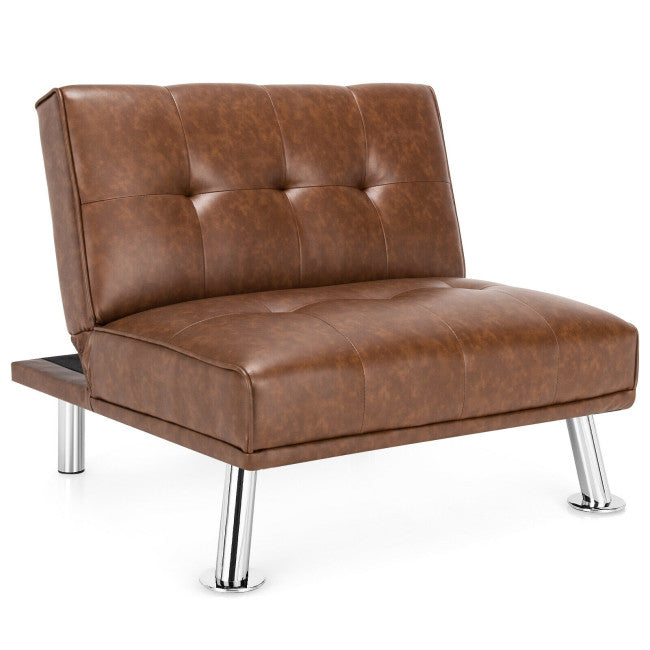 Single Sofa Lounge Chair with Metal Legs and Adjustable Backrest