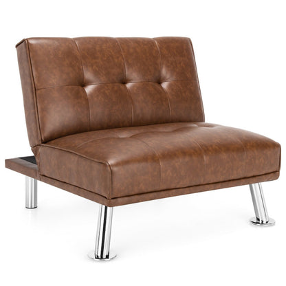 Single Sofa Lounge Chair with Metal Legs and Adjustable Backrest