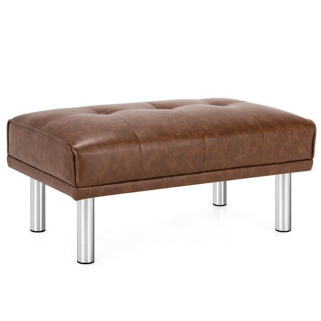 Ottoman Footrest Stool PU Leather Seat with Metal Legs