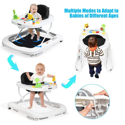 3-in-1 Foldable Adjustable Height Baby Walker Bouncer