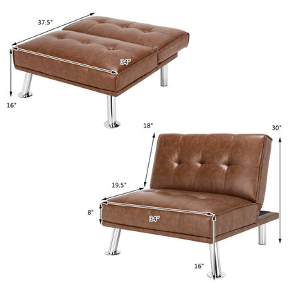 Single Sofa Lounge Chair with Metal Legs and Adjustable Backrest