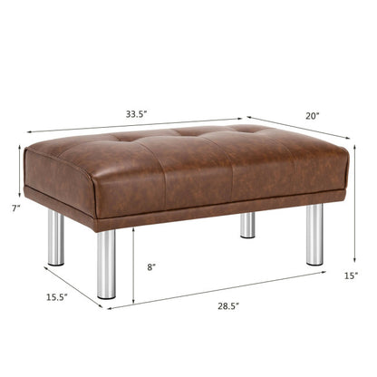 Ottoman Footrest Stool PU Leather Seat with Metal Legs