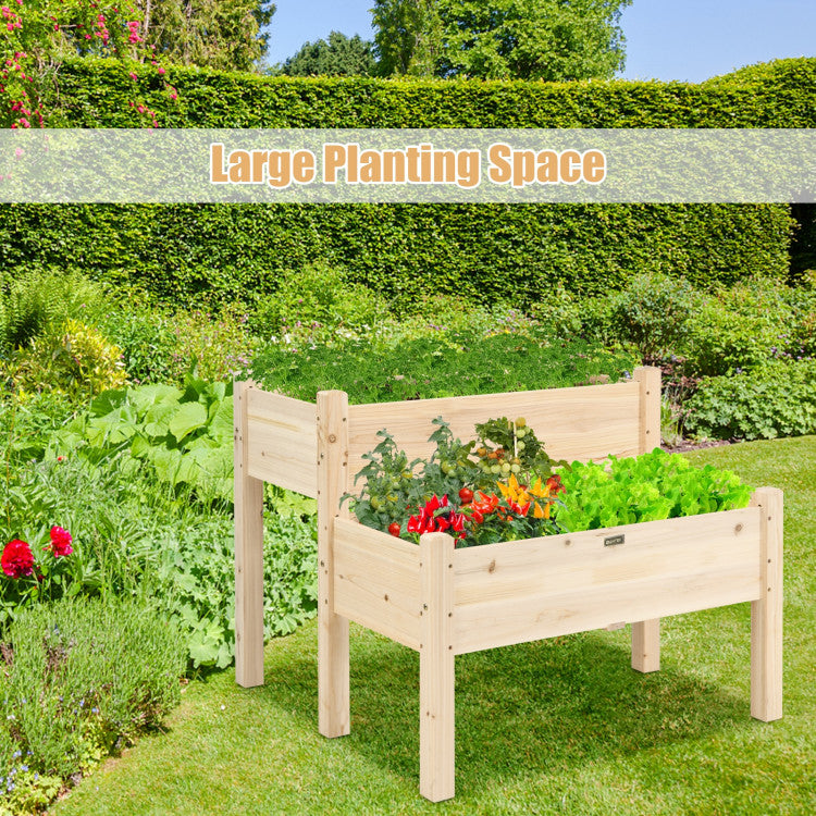 2 Tier Wooden Raised Garden Bed