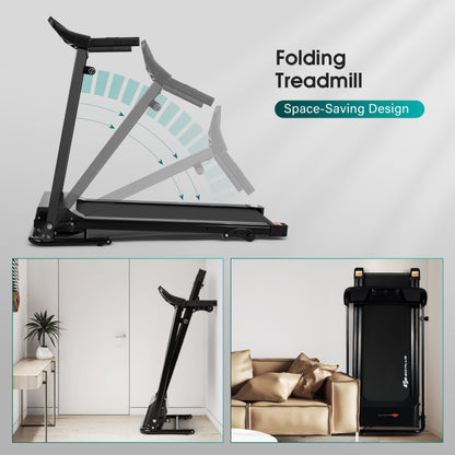 1.0 HP Foldable Treadmill Electric Support Mobile Power