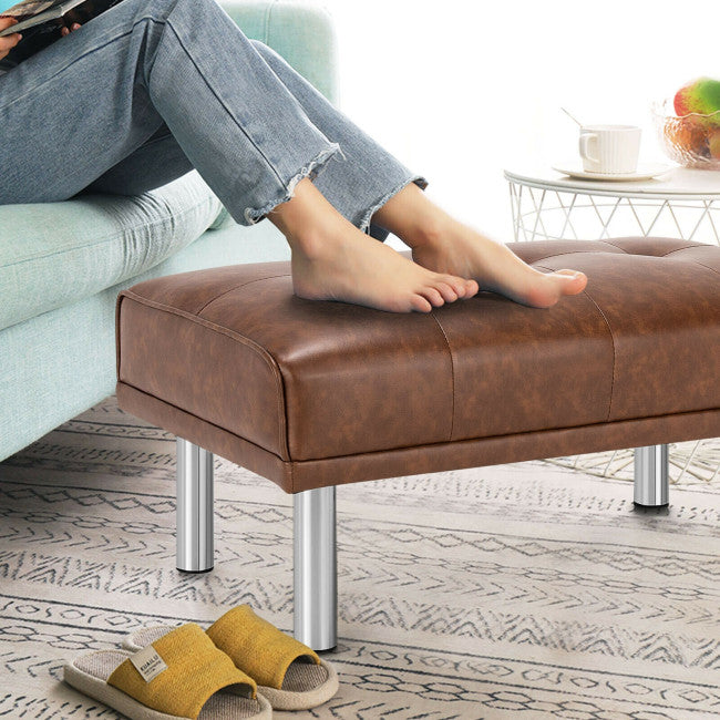 Ottoman Footrest Stool PU Leather Seat with Metal Legs