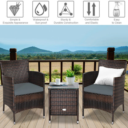 3-Piece Ergonomic Wicker Patio Conversation Set