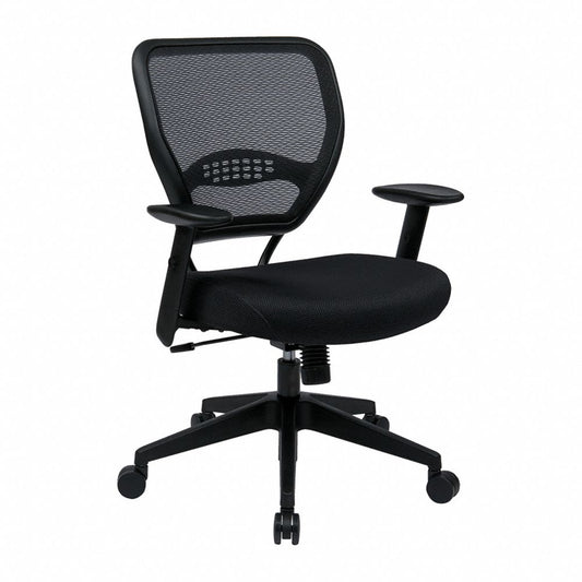 Managerial Chair, Mesh, 18-3/4" to 23" Height, Adjustable Arms, Black
