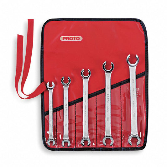 5 Piece Metric Double End Flare Nut Wrench Set - 6 Point