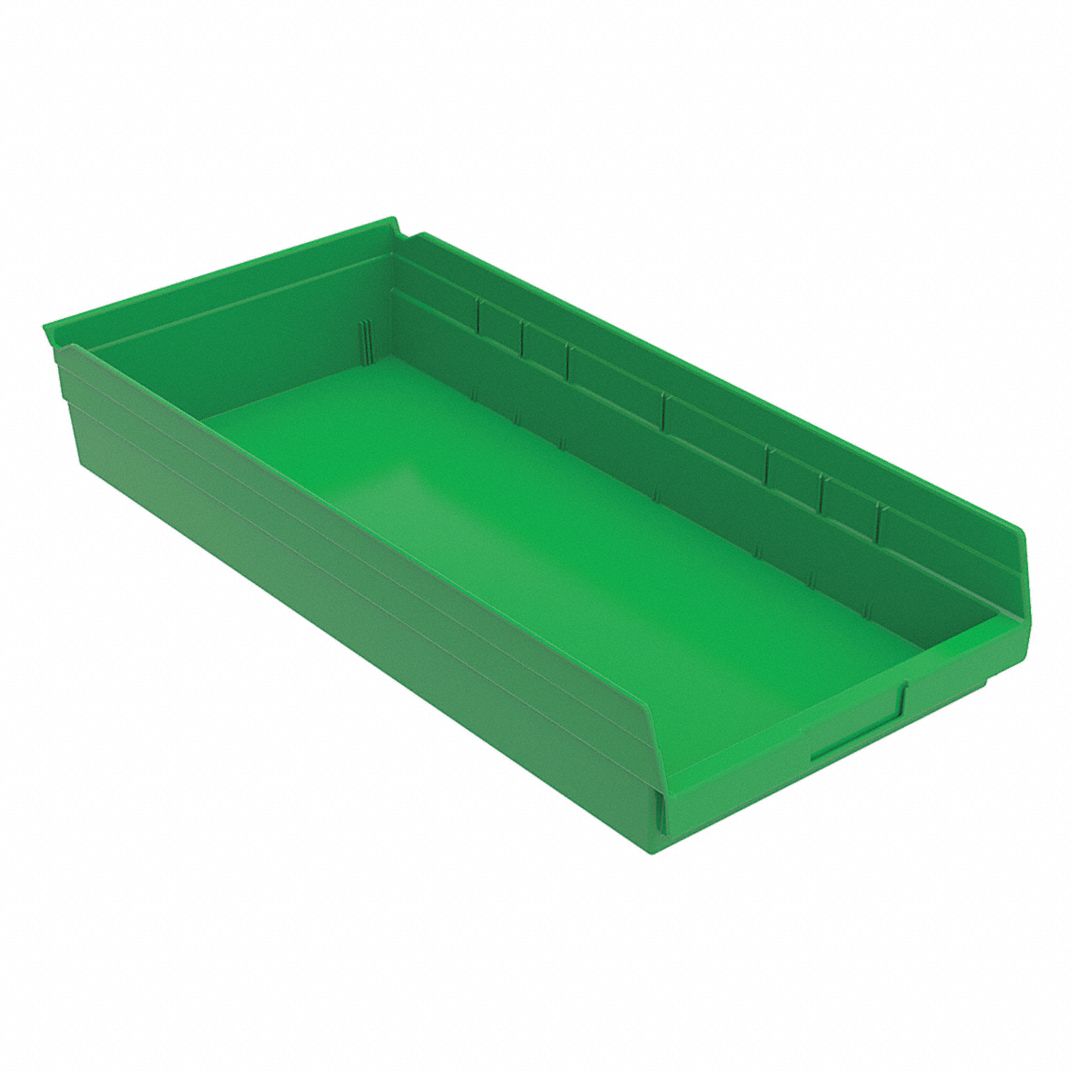 Green Shelf Bin, 23-5/8"L x 11-1/8"W x 4"H