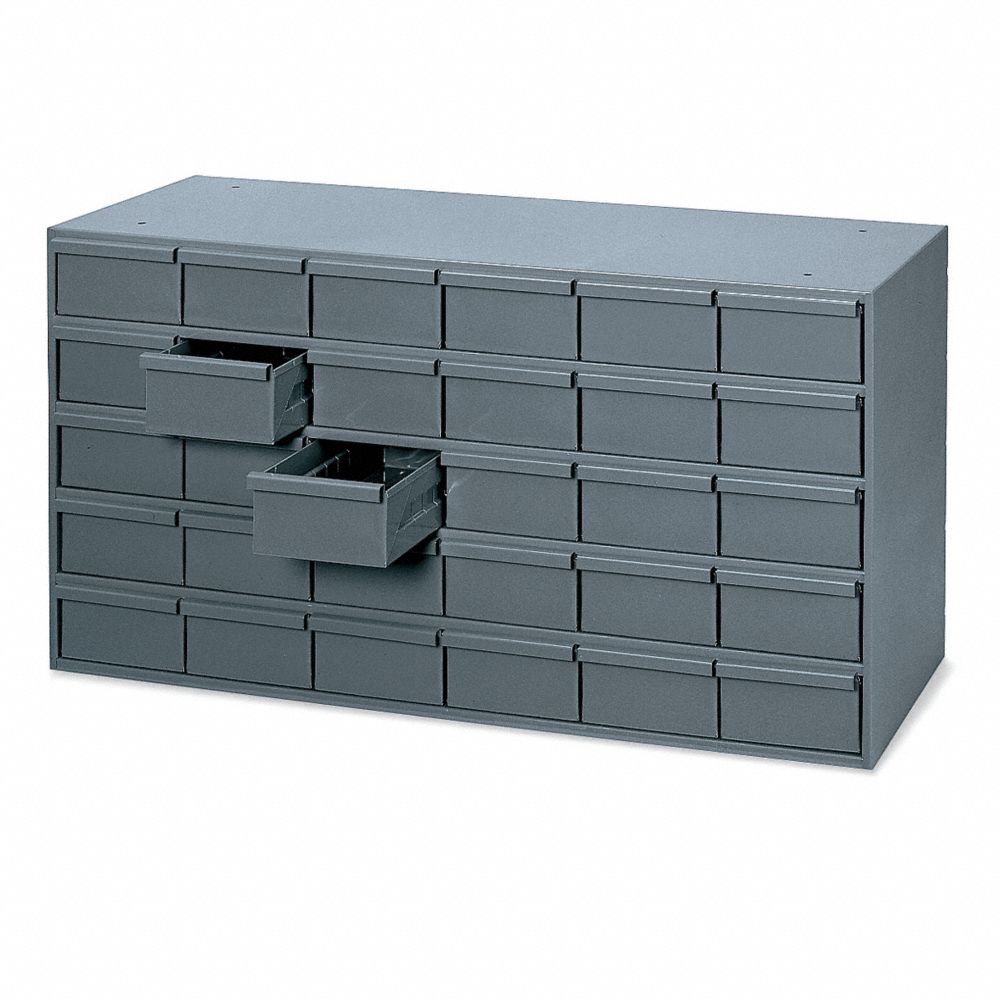 Drawer Bin Cabinet, 17-1/4 In. D, Gray