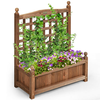 Weather-resistant Outdoor Solid Wood Planter Box With Trellis