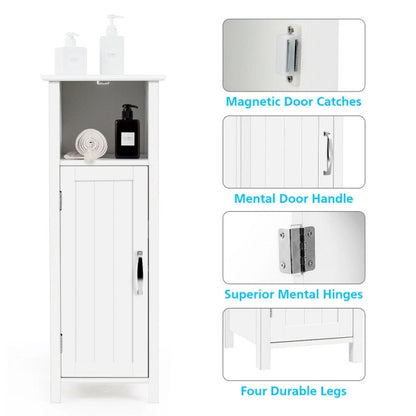 Bathroom Adjustable Shelf Floor Storage Cabinet with Door