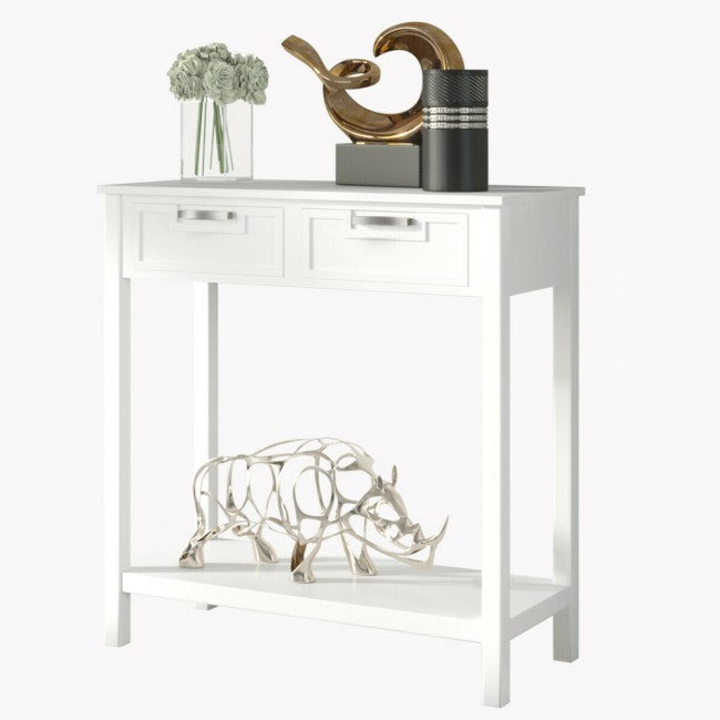 2 Drawers Accent Console Entryway Storage Shelf