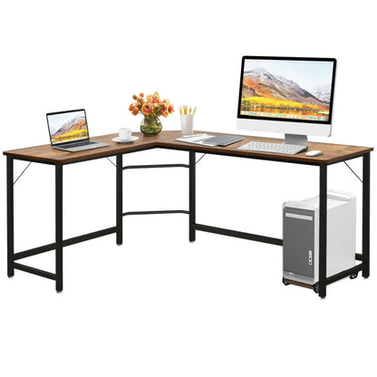 L-Shaped Corner Computer Desk with CPU Stand
