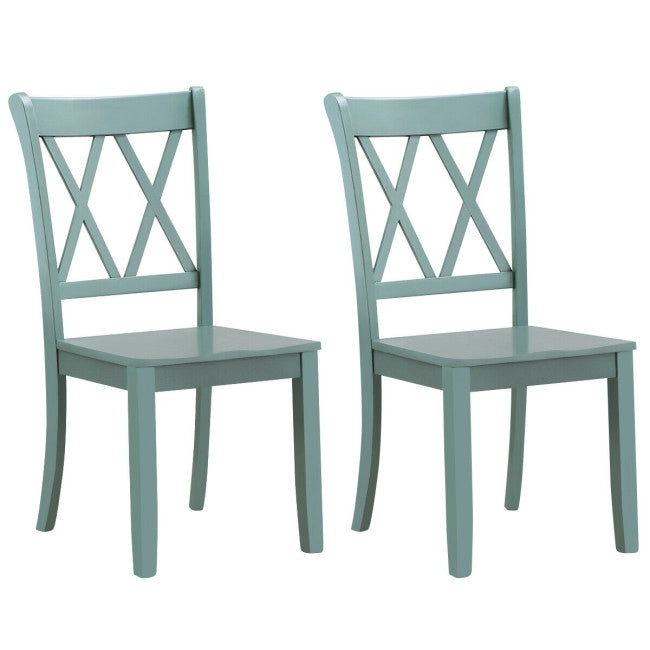 Set of 2 Cross Back Wood Dining Chair