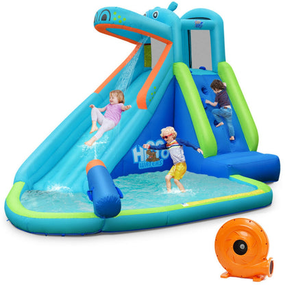 Hippo Inflatable Water Slide Bounce House with Air Blower