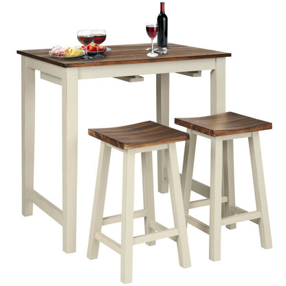 3 Pieces Bar Table Set Counter Pub Table