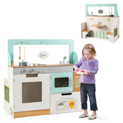 Costway 2-in-1 Kids Wooden Pretend Cooking Playset Toy