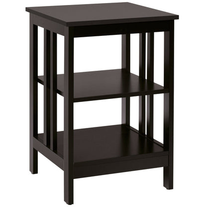 3-Tier Nightstand Sofa Side Table with Baffles and Round Corners