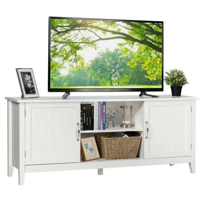 Entertainment Wood TV Stand for Up to 65 Inches Flat Screen with Storage Cabinets