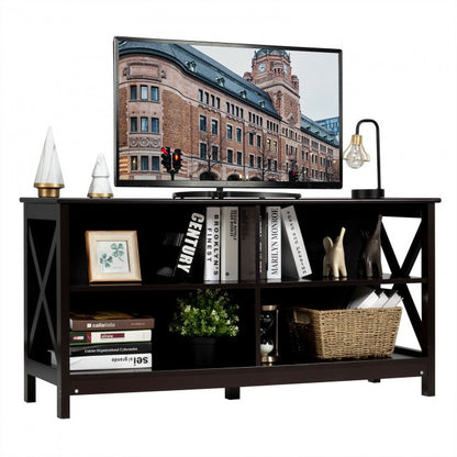 Wooden TV Stand Entertainment Media Center with Cable Management for Home