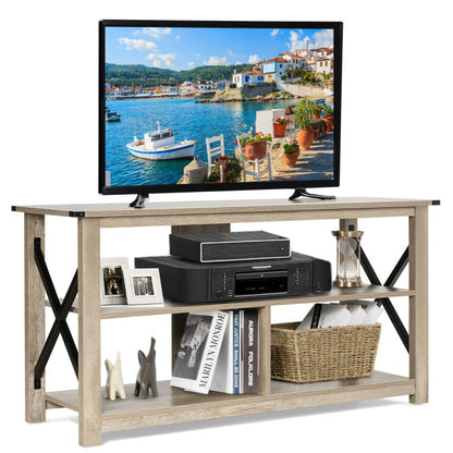 Modern Farmhouse TV Stand Entertainment Center for TV's up to 55-Inch with Open Shelves