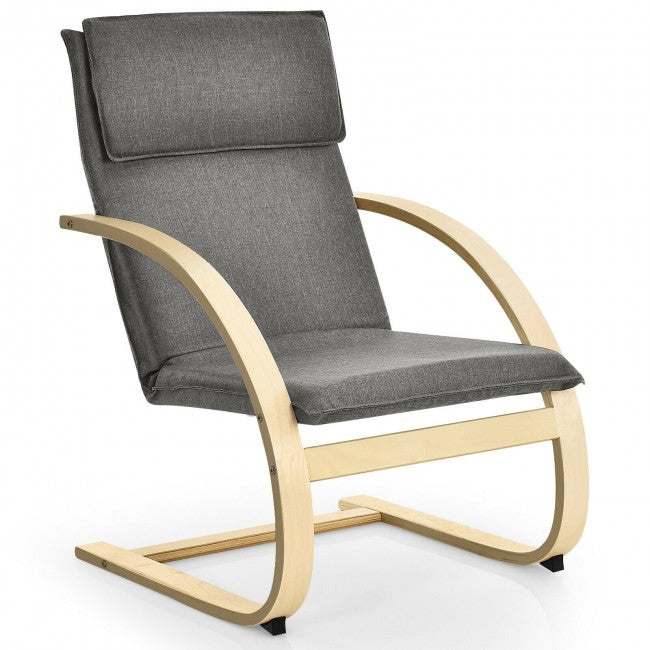 Modern Fabric Upholstered Bentwood Lounge Chair