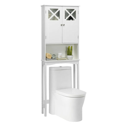 2-door Over The Toilet Bathroom Storage Cabinet with Adjustable Shelf