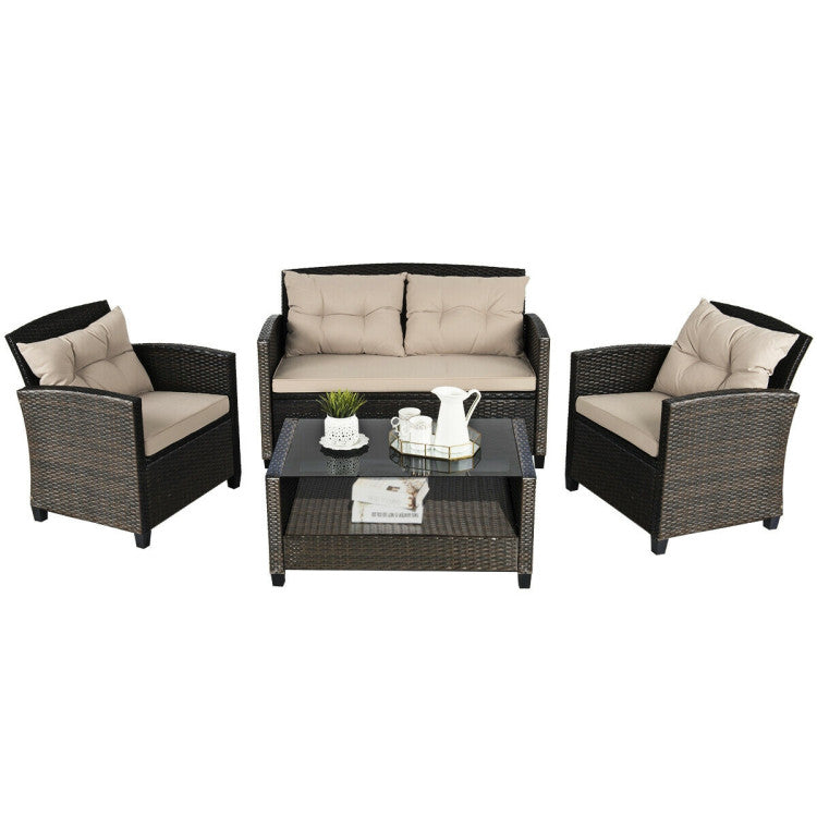 4-Piece Outdoor Rattan Furniture Set