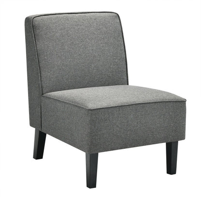 Single Fabric Modern Armless Accent Sofa Chair with Rubber Wood Legs